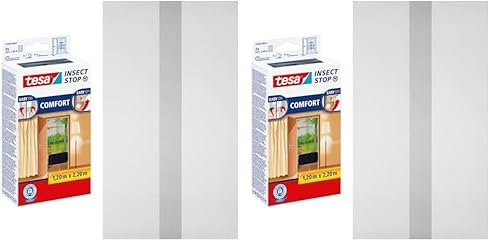 tesa Insect Stop COMFORT Fliegengitter für Türen - Insektenschutz Tür mit Klettband - Fliegen Netz ohne Bohren, anthrazit (2 x 65 cm)120 cm x 220 cm (Packung mit 2)