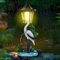 Demiawaking Solar Gartenfiguren Gartenstatuen LED, Harz, Garten Statue Solarlampen für außen, Gartendeko Beleuchtung, Deko Lampe Solarleuchten für Garten, Hof (Kran 03)