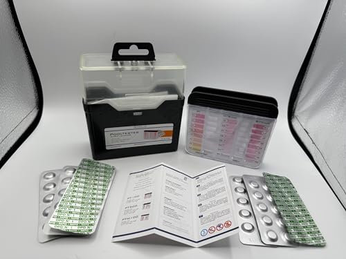 Pooltestkit Testkit Set inkl. 60 Testtabletten (Rapid), Wassertester und Aufbewahrungsbox, 30x DPD1 Chlor/Brom 30x Ph Red