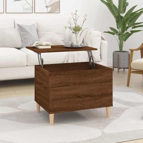HaoChrymec Couchtisch Braun Eichen-Optik mit Höhenverstellbarer Tischplatte, Robustes Design aus Holzwerkstoff, Beistelltisch für Wohnzimmer, Coffee Table für Couch, Modernes Design, 60 x 44.5 x 45 cm