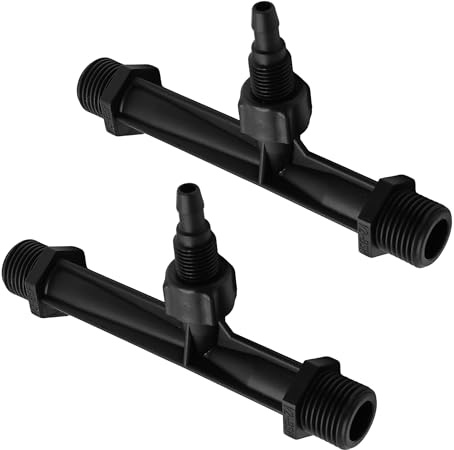 AUXBC 2Pcs 1/2 Inch Venturi Fertilizer Injector, Black Plastic Irrigation Mixer Tube, Agricultural Water System Device for Garden Farm Lawn