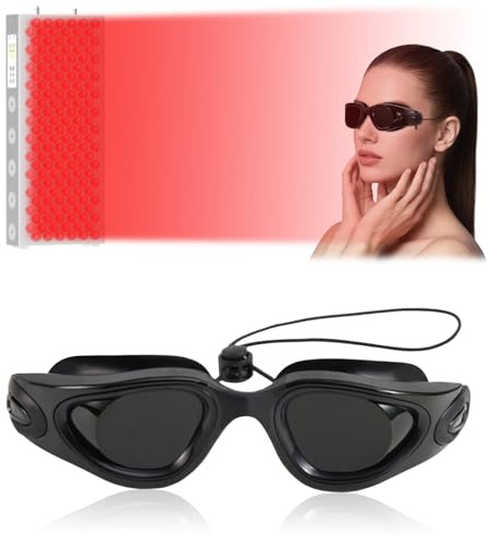 Fukaisu Lunettes de Protection pour Bronzage, Lunettes Cabine de Bronzage Protection pour Luminothérapie LED Soins Beauté à Domicile Étui et Chiffon à Inclus (Noir)