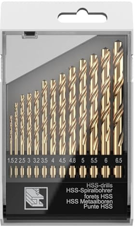 5% Cobalt Drill Bit Set – 13pcs M35 HSS Twist Drill Bits 1.5mm–6.5mm, 135° Split Point, Heat-Resistant for Stainless Steel, Cast Iron, Hard Metals, Plastic & Wood