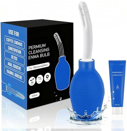 Anal Douche Enema Kit - 310ML Enema Bulb Douches for Men and Women, Enemas at Home for Constipation, Vaginal Douche Ideal for Daily Care & Travel(Blue)