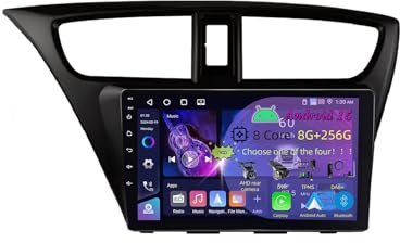 9 Zoll Doppel Din Android 15 Autoradio,für Honda Civic 9 2012-2017,mit CarPlay Rückfahrkamera Lenkradsteuerung Bluetooth GPS Navigation FM Digitalradio WiFi(C1 2+32G)