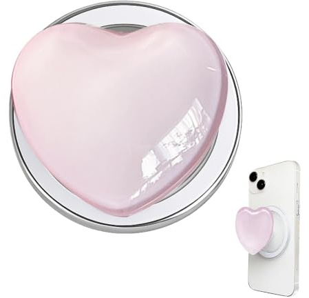 Magnetic Pop Socket, Pink Pop Socket, Cute Heart-Shape Phone Holder with Expanding Kickstand for Smartphones Tablets Kindle Popsocket Magnetic Grip
