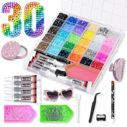 36000PCS Bedazzling Kit Gems for Crafting, Nail Decor Crystals, Multi-Color Shiny Rhinestones, Complete Decoration Set with Practical Tools, Ideal for Nail Art, Handmade and Daily Ornament DIY