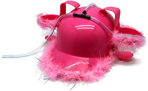 Bada Bing ROSA Federn Bierhelm Tussi Trinkhelm Verkleiden JGA Bauhelm Getränkehalter Bierhalter Karneval 65