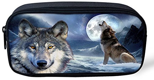 Coloranimal Stylisches Federmäppchen für die Schule mit coolem 3D-Wolfs-Aufdruck