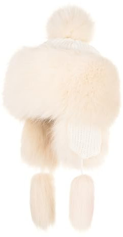 Futrzane Classic Mütze mit Ohrenklappen - Fliegermütze Damen - Russische Hut (One Size, Ecru Classic)