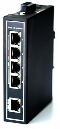 WIWAV WDH-5ET-POE 10/100Mbps Commutateurs Ethernet industriels PoE 5 Ports Non gérés avec Rail DIN/Montage Mural (sans Ventilateur, -30 ℃ ~ 75 ℃)