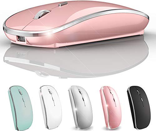 Souris sans fil pour MacBook Pro, MacBook Air, Mac, iMac, ordinateur de bureau, Chromebook Win7/8/10, ordinateur portable HP Dell (Or rose)