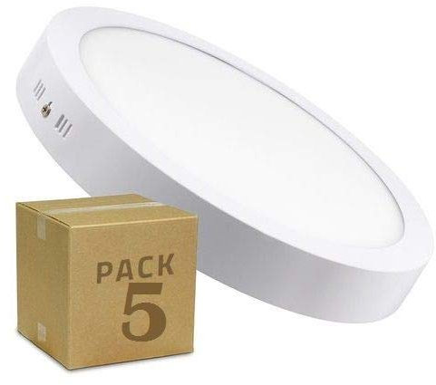 5x Plafón LED redondo, iluminación 18W (Luz Fria)