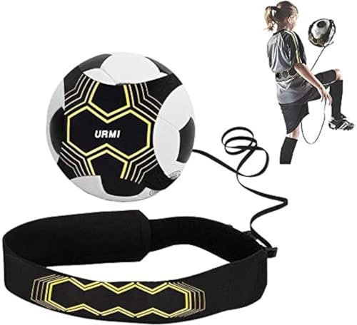 URMI Football Kick Trainer, Soccer Training Aid football Skills Improvement Practice for Kids Adults Hands Free Solo Practice Training Equipment Aid With Belt Elastic Size Fits 3 4 5 Footballs