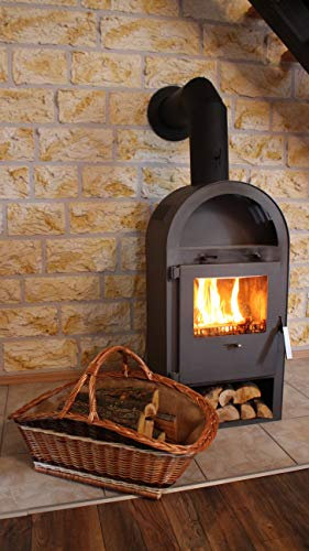 großer Kaminholzkorb aus Weide mit Jute Kaminholztasche Feuerholzkorb Weidenkorb Kaminkorb Holzkorb