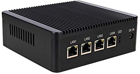 ANDAQI 4 Port, Fanless Firewall Micro Appliance/Mini PC, YC049, Intel Celeron Quad Core J1900, DDR3L 4GB RAM 64GB mSATA, Support 2.5-inch SATA Internal SSD/HDD