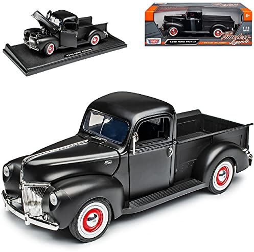 Motormax Ford Pick Up 1940 Matt Schwarz 1/18 Modell Auto mit individiuellem Wunschkennzeichen
