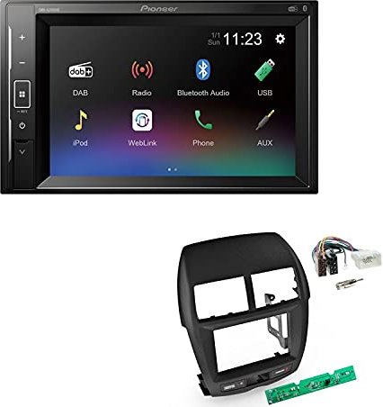Pioneer DMH-A240DAB 2-DIN Autoradio Bluetooth DAB USB passend für Mitsubishi ASX 2010-2014 schwarz
