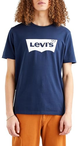 Levi's Men's Housemark Graphic Tee T-Shirt Batwing Logo Dress Blues (Blue) S -