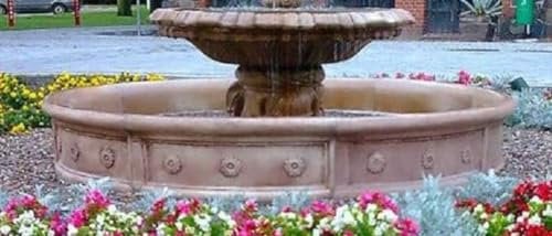 Casa Padrino Barock Springbrunnen Umrandung Braun Ø 265 x H. 40 cm - Runde Gartenbrunnen Umrandung - Brunnen Umrandung - Prunkvolle Gartendeko im Barockstil