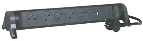 LEGRAND - Multiprise Rotative Avec Interrupteur à Voyant LED et Protection Parafoudre - 5 Prises Surface avec Terre + Prise USB-C + Prise USB-A - Cordon 1,5m - Noir et Gris Foncé