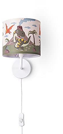 Paco Home Kinderzimmer Wandlampe Stoffschirm Wandleuchte Rund Dschungel Tiere Junge Mädchen E27 Zoo Mit Stecker Und Kabel