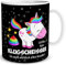 TRIOSK Tasse Klugscheisser Einhorn mit Spruch Ich weiß alles besser Geschenk Bürotasse lustig für Frauen Männer Einhornliebhaber Kollegen Schwarz
