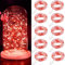 Confezione da 10 luci stringa LED a batteria 1m 10 LED filo d'argento luci stringa bottiglia stella impermeabile rosso per Natale festa di nozze camera da letto decorazione interna ed esterna