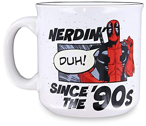 Silver Buffalo Marvel Deadpool Nerdin Since The 90s - Taza de cerámica con diseño de campista, 20 onzas