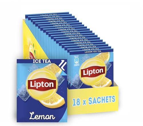 Lipton Eistee Pulver Set, Zitrone, Erfrischung für die ganze Familie, 18x Sachet, in Pulverform zum Selbermachen