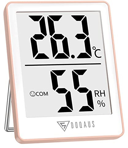 DOQAUS Petit Thermometre Interieur, Hygrometre de Haute Précision Moniteur Température et Humidité, Hygrometre Interieur Numérique pour Confort du Bureau à Domicile Thermometre de Reptile (Rose)