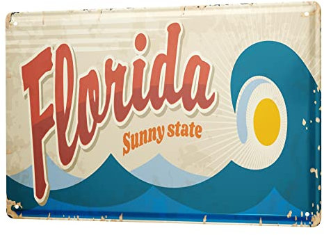 Blechschild Retro - Vintage Metall-Poster für das Wohnzimmer - Florida USA Motiv - 20 x 30 cm