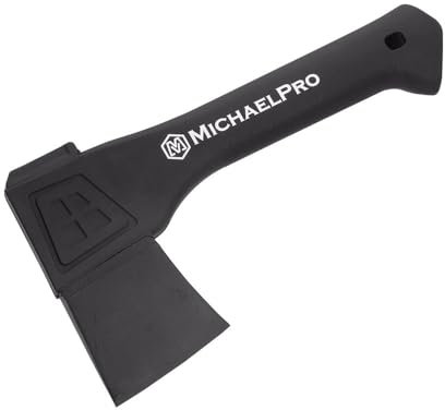 MichaelPro MP004009 9-Inch Camping Hatchet with Weather-Resistant and Shock Absorbing Fiberglass Handle, Protective Carrying Sheath Included