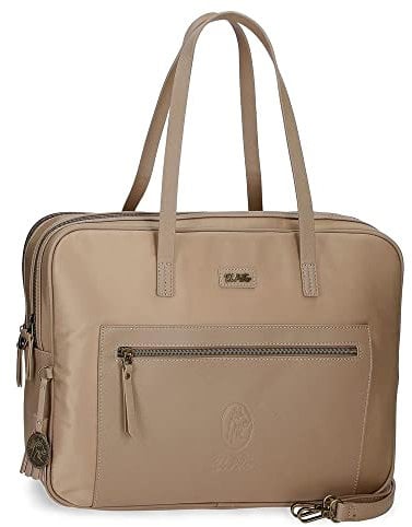 El Potro Lana Bolso para Portátil 15,6 Beige 40x32x8 cms Poliéster y PU