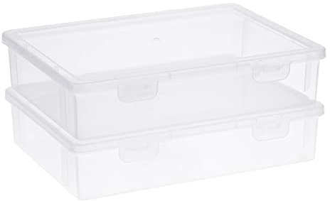 BTSKY Transparente Kunststoff-Aufbewahrungsbox mit Klappdeckel, Mehrzweck-Organizer und Aufbewahrungsbox, Kunstbedarf, Aufbewahrungs-Organizer, Kunststoff-Nähkästchen für Perlen, Bleistifte,