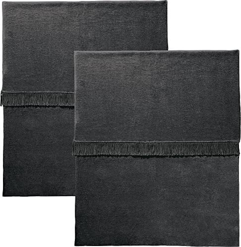 Erwin Müller Plaid, Wolldecke, Wohndecke im 2er-Pack, anthrazit Größe 100x150 cm - anschmiegsam, temperaturausgleichend, mit Fransen - (weitere Farben, Größen)