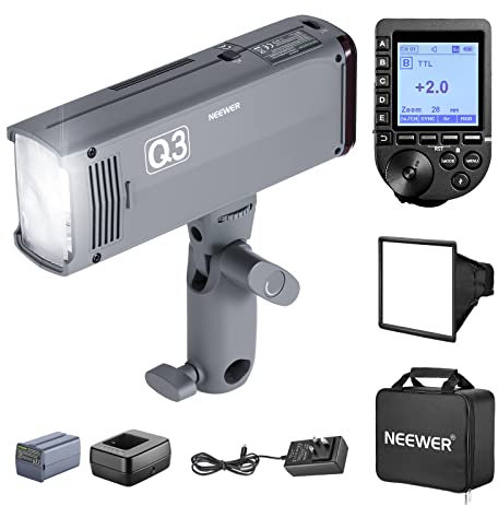 NEEWER Q3 200Ws 2.4G TTL Flash (2nd Version), 1/8000 HSS Strobe Light Photography Monolight with QPRO-N Trigger Compatible with Nikon, Diffuser/3200mAh Battery/500 Full Power Pops/Recycle in 0.01-1.8s