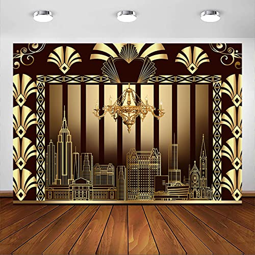 Avezano The Great Gatsby Themed Backdrop 1920s Photography Background Retro Roaring 1920's Luxury Party Happy Birthday Wedding Decoration Pictures Background Photo Booth Studio Props (10ftx6.5ft)