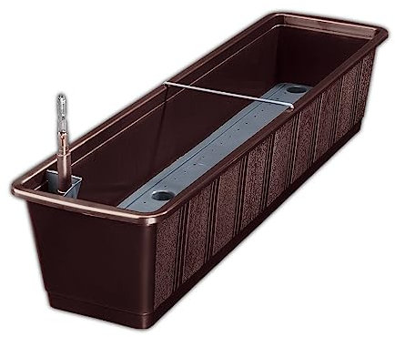 Erhard-Trading Blumenkasten Aqua Green Plus Balkonkasten mit Wasserspeicher (Größe 3 (100 cm), Braun)