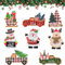 Weihnachtsbaum-Hängedekoration, Weihnachten Holz Ornamente, 8 Stücke Groß Anhänger Holz Weihnachten, Weihnachten Rot LKW Ornamente, Weihnachten Zwerg Holzanhänger, Weihnachtsbaum Anhänger Deko
