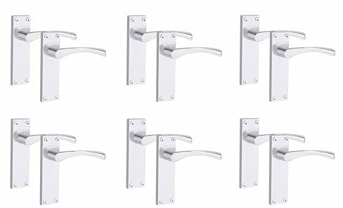 Golden Grace Victorian Scroll Astrid Door Handles Latch in Silver Polished Chrome, 6 Pairs - 150mm x 40mm Backplate