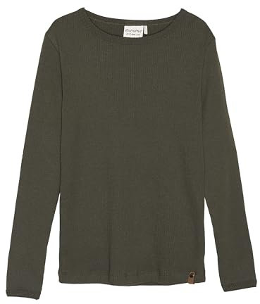 MINYMO Jungen Kinder Longsleeve Langarmshirt Shirt mit Rundhalsausschnitt Rippbluse 133232, Größe:116, Farbe:Olive Night (2895)