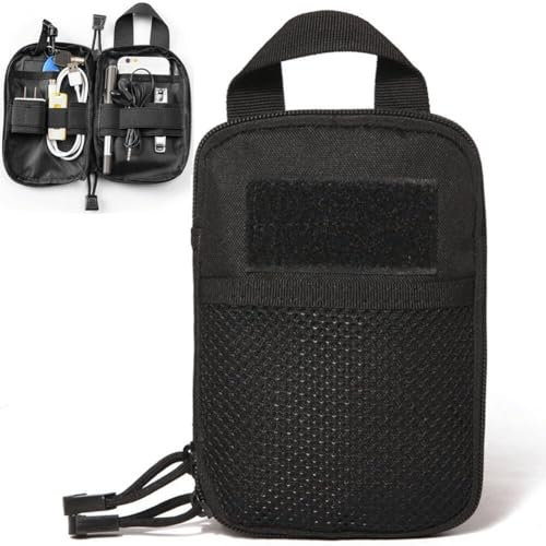 Generic Kleine Molle-Tasche für Outdoor-EDC-Werkzeug Reißverschluss-Packtasche Mehrzweck-Utility-Tasche für Reisen Laufen Radfahren Sport aus Nylon in Schwarz