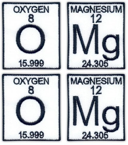 Aufnäher, Motiv: O Mg – Oh My God! – zum Aufbügeln oder Heißsiegeln, bestickt, 2 Stück