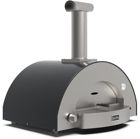 Alfa Forni Barbecue a gas Marca Modello Classico 4 Pizze ibrido Ardesia Grigio