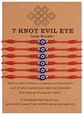 MANVEN 6 PCS Evil Eye Bracelets for Women Men Kabbalah 7 Knot Red String Bracelet Amulet Handmade Good Luck Protection Jewelry Gift for Family Lover Mother Daughter Friendship Gifts
