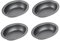 Chef Aid Set of 4 Non-Stick Oval Pie Dishes, Each Measuring 17cm x 13cm x 3.7cm, Grey