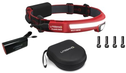 LITEBAND Multi-Beam LED Headlamp Bundle, 2500 Lumens, 210° Wide + Spot Beam