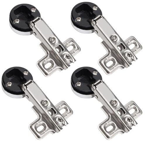 Paquete de 4 bisagras de puerta de cristal, bisagras rectas para puerta de armario, 26 mm, bisagras amortiguadoras para puerta de armario