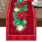 Tischläufer Weihnachten 230 x 33cm, Tischdecke Weihnachten, Rote Leinen Weihnachtstischdecke mit Weihnachtssternblüten, Stechpalmenblättern und Schneeflocken Bedruckt, für Tischdeko Weihnachten